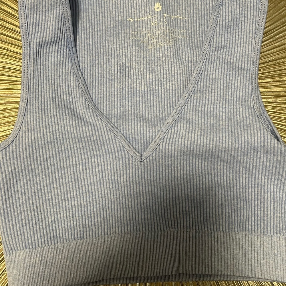 Spiritual Gangster Gray Ribbed Crop Tank Top